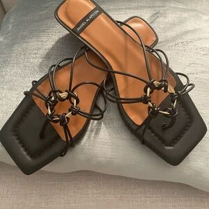 Anthropology Angel Alarcon Square Toe Heeled S Strappy Sandal 7.5 EU 38